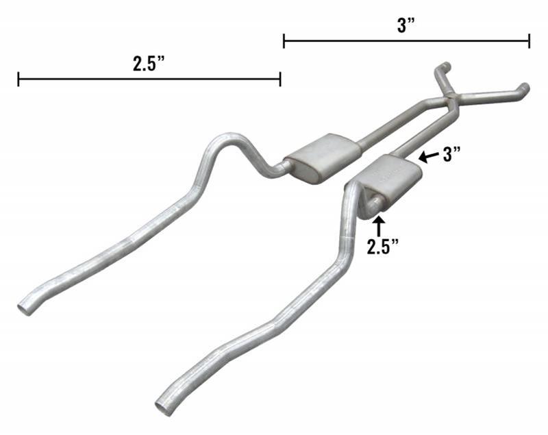 Pypes Street Pro Exhaust Systems SMA30S Systems, 67-73 Mopar A-Body Hybrid 3" To 2.5" Crossmember Back W/ X-Pipe SystemStreet