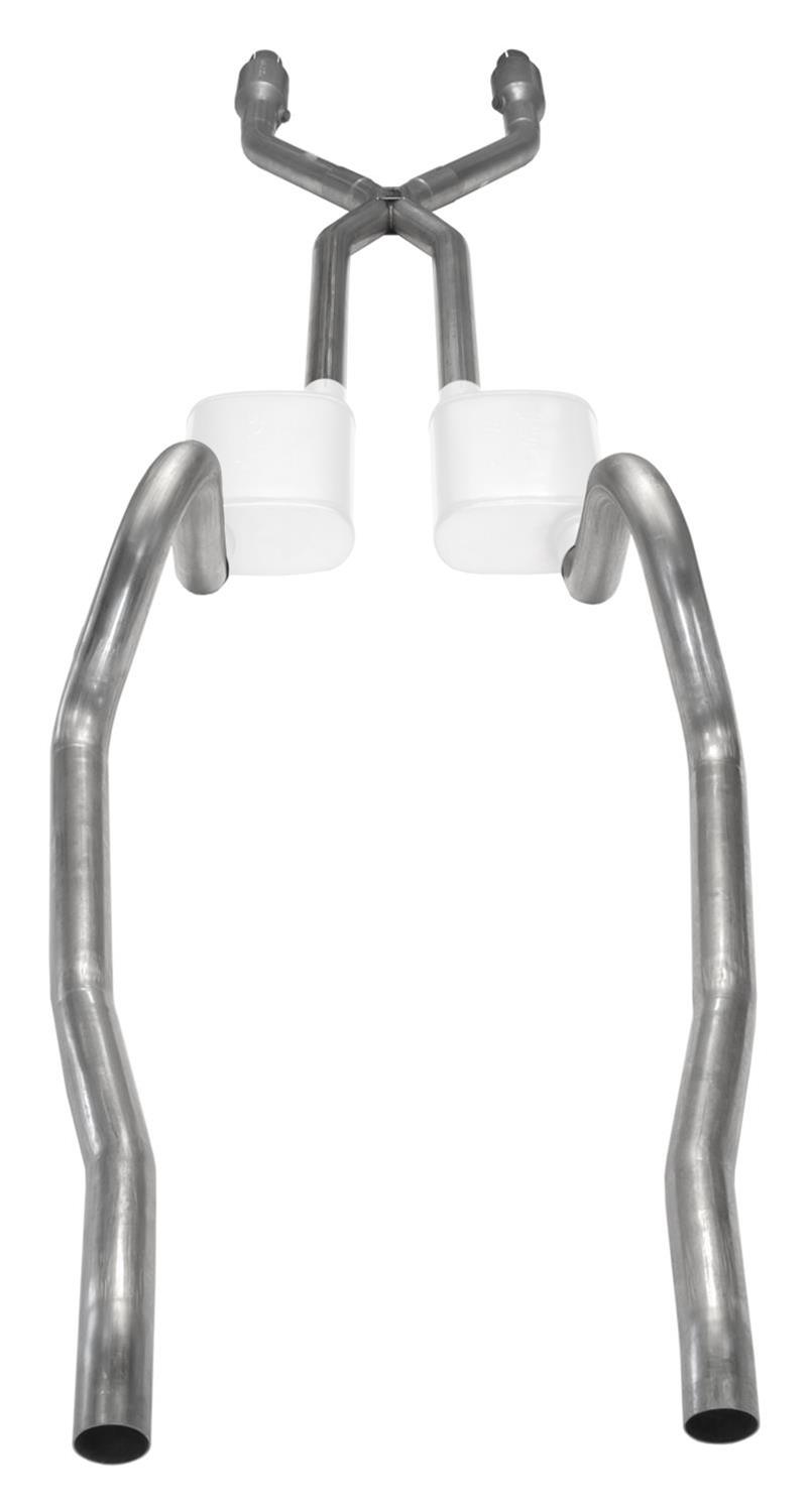 Pypes Header/Crossmember-Back Exhaust Systems SMA910E Systems, Crossmember Back w/X-Pipe, 75-76 Mopar A-Body Split Rear Dual Exit 2.5 in Intermediate thumbnail 2