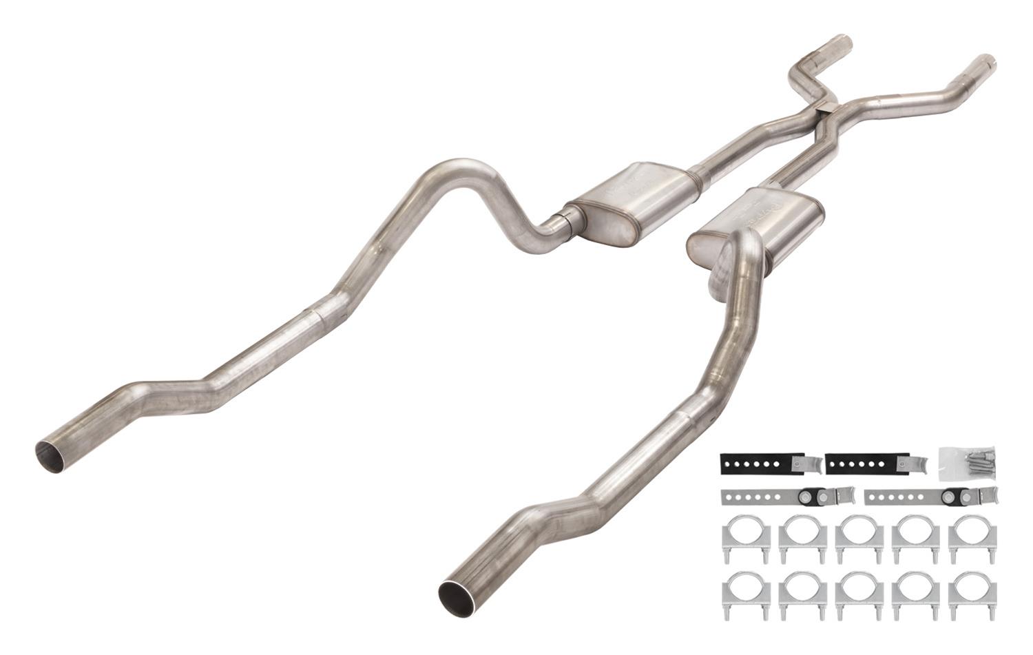 Pypes Header/Crossmember-Back Exhaust Systems SMB43 System, No Mufflers, Crossmember-Back, Stainless Steel, H-Pipe, Dodge, Plymouth, B-Body, V8, Kit thumbnail 2