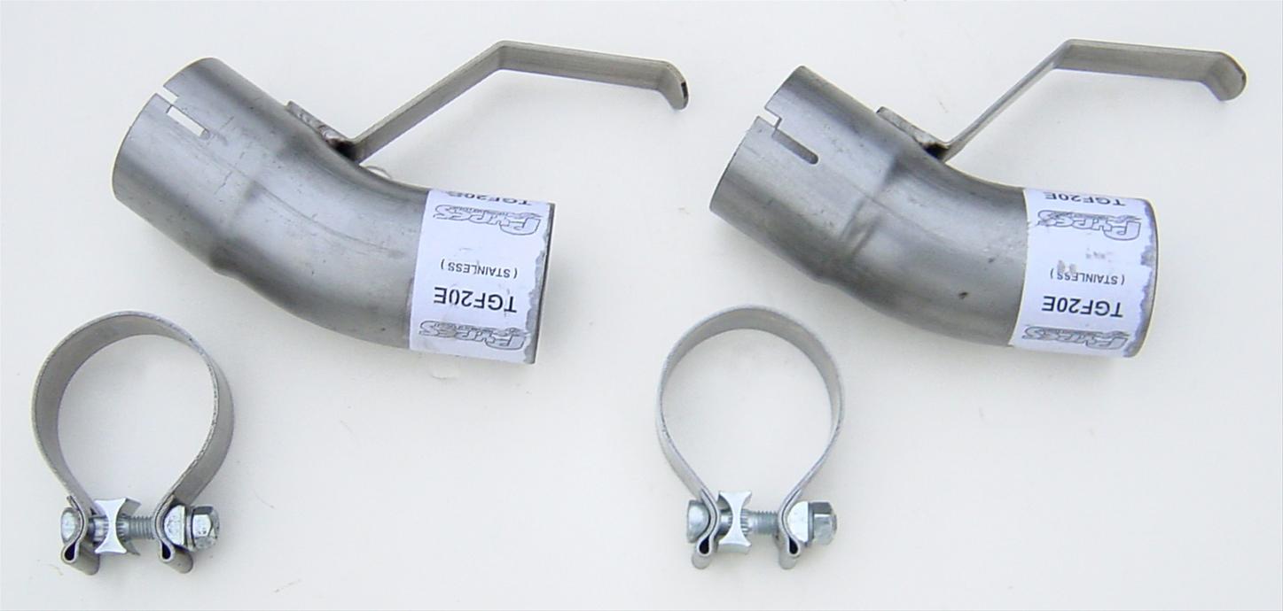 Pypes Tailpipe Splitter Adapters TGF20E Exhaust Tip Extensions, Stainless, Splitters on Pontiac, Trans Am, Pair
