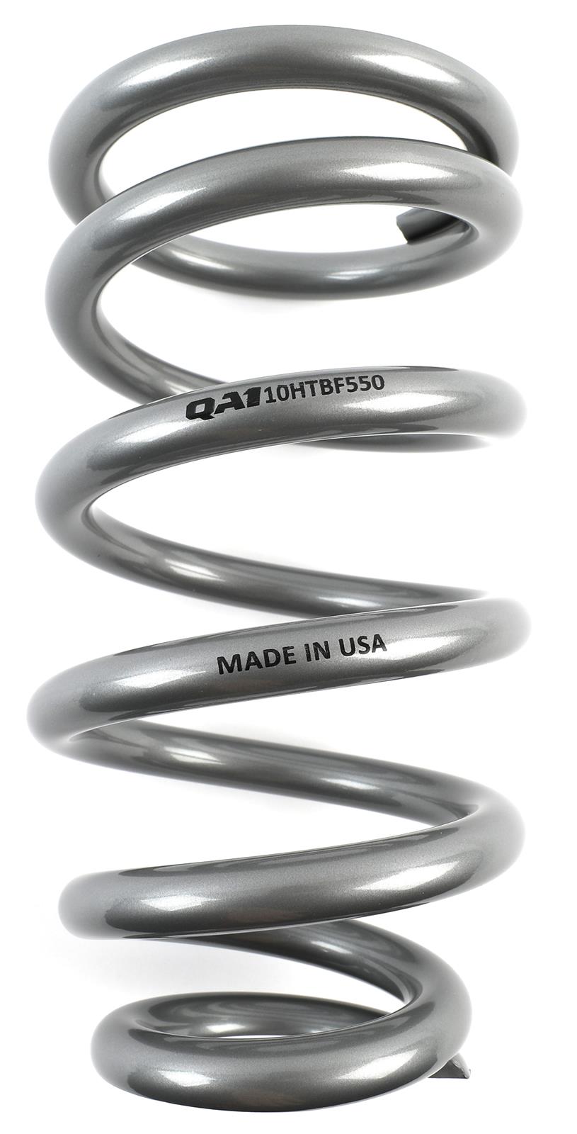 QA1 4-1/8in ID Tapered High Travel Spring - 10in Length x 550lbs/in - Silver Powder Coated thumbnail 2
