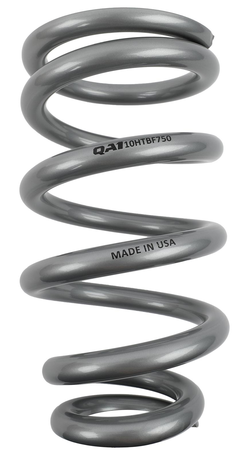 QA1 4-1/8in ID Tapered High Travel Spring - 10in Length x 750lbs/in - Silver Powder Coated thumbnail 2