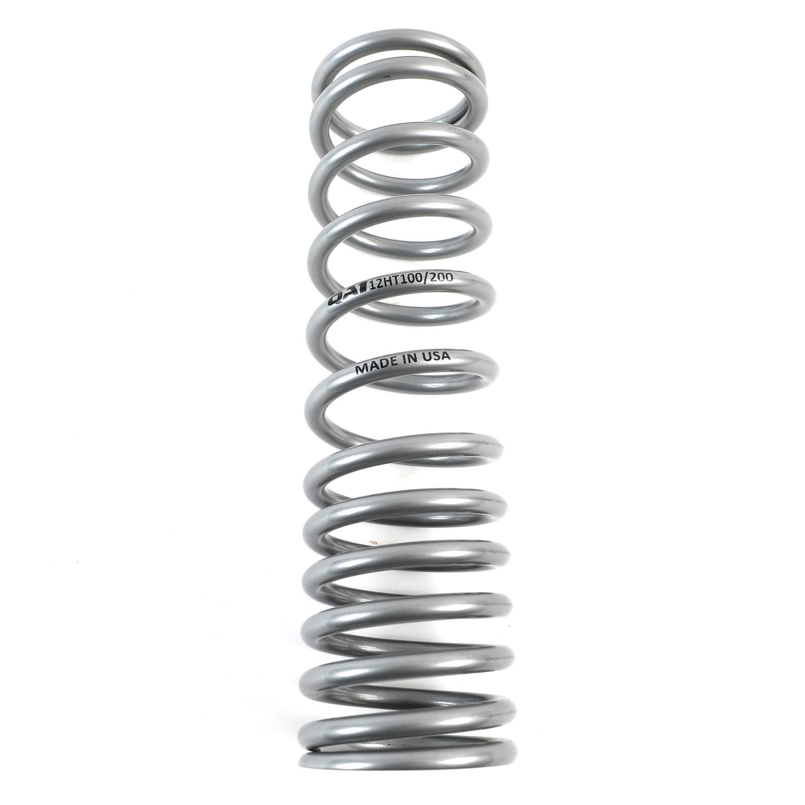 QA1 2-1/2in ID Variable Rate High Travel Spring - 12in Length x 100/200lbs/in - Silver Powder Coated