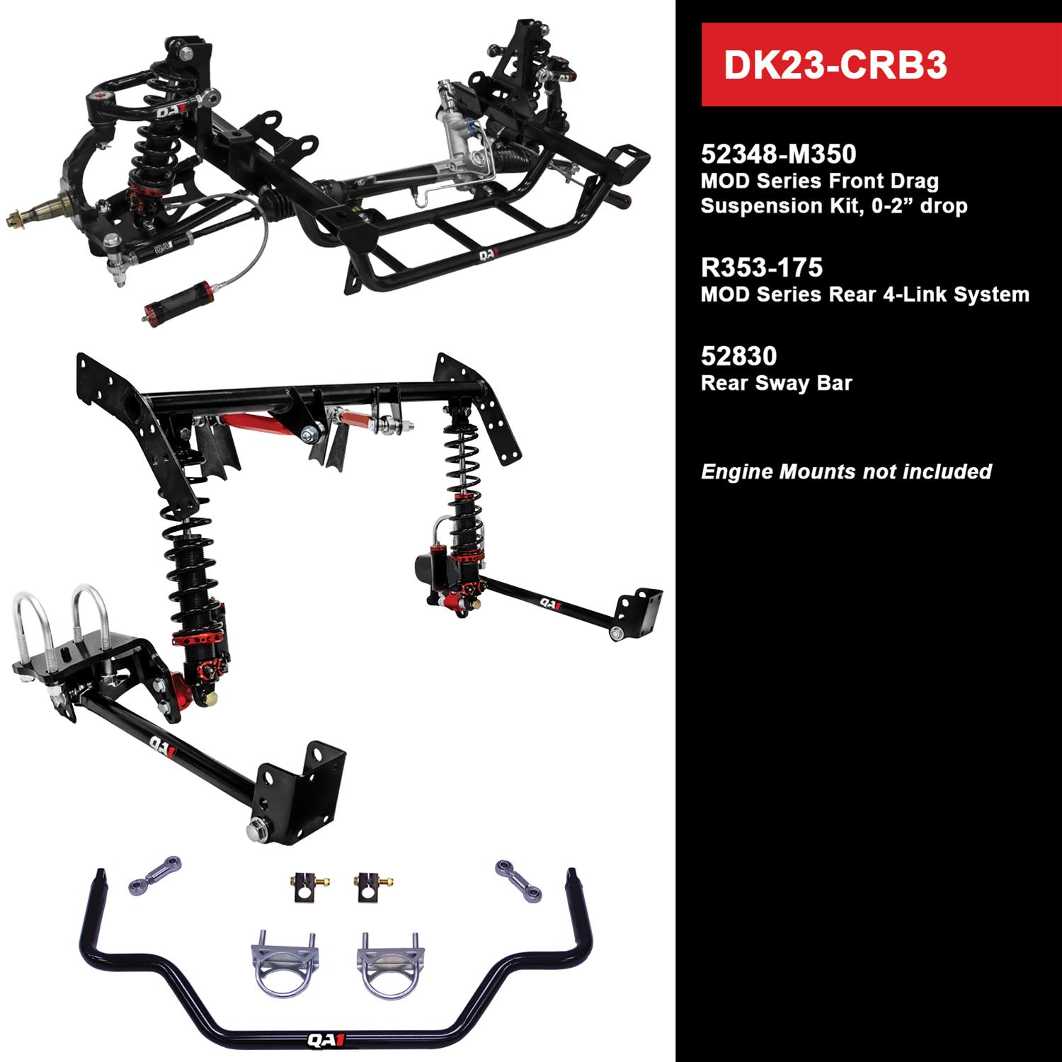 QA1 Level 3 Full Vehicle Drag Racing Suspension Kits DK23-CRB3 Handling Packages, Racing, Coil Springs, Shocks/Struts, Control Arms, Rear Sway Bar, 0-2.000 in. Drop, Dodge, Plymouth, Kit thumbnail 2