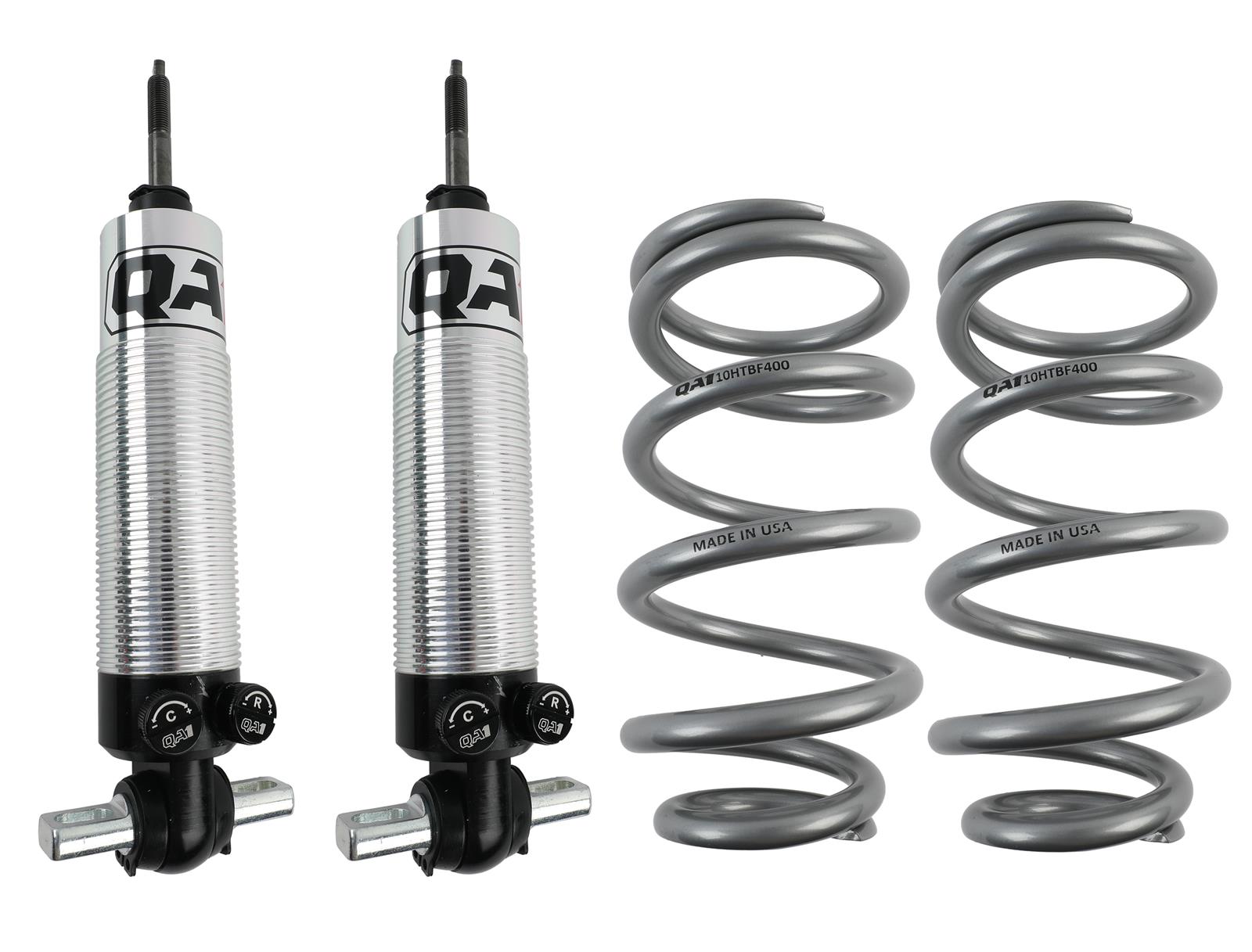 QA1 GM Pro Front Coil-Over System - Double Adj. - 10in x 400lbs/in - Flat Large - Aluminum