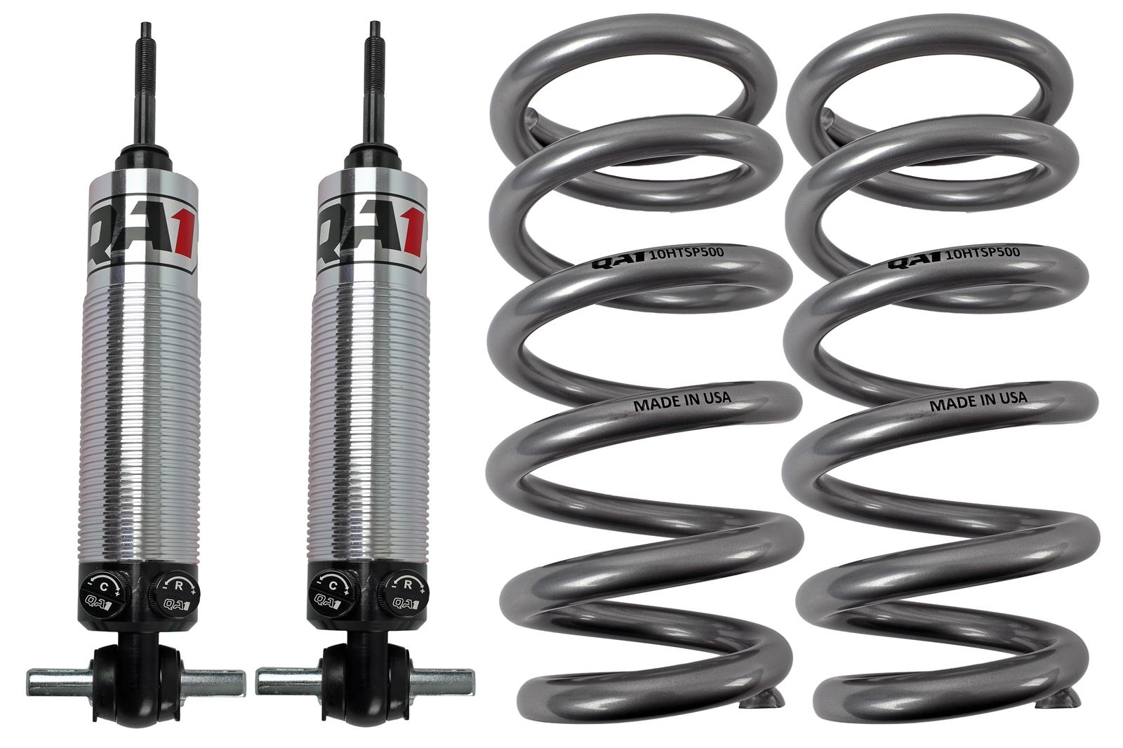 QA1 GM Pro Front Coil-Over System - Double Adj. - 10in x 500lbs/in - Pigtail - Aluminum