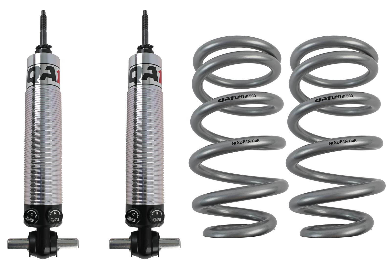 QA1 GM Pro Front Coil-Over System - Double Adj. - 10in x 500lbs/in - Flat Large - Aluminum