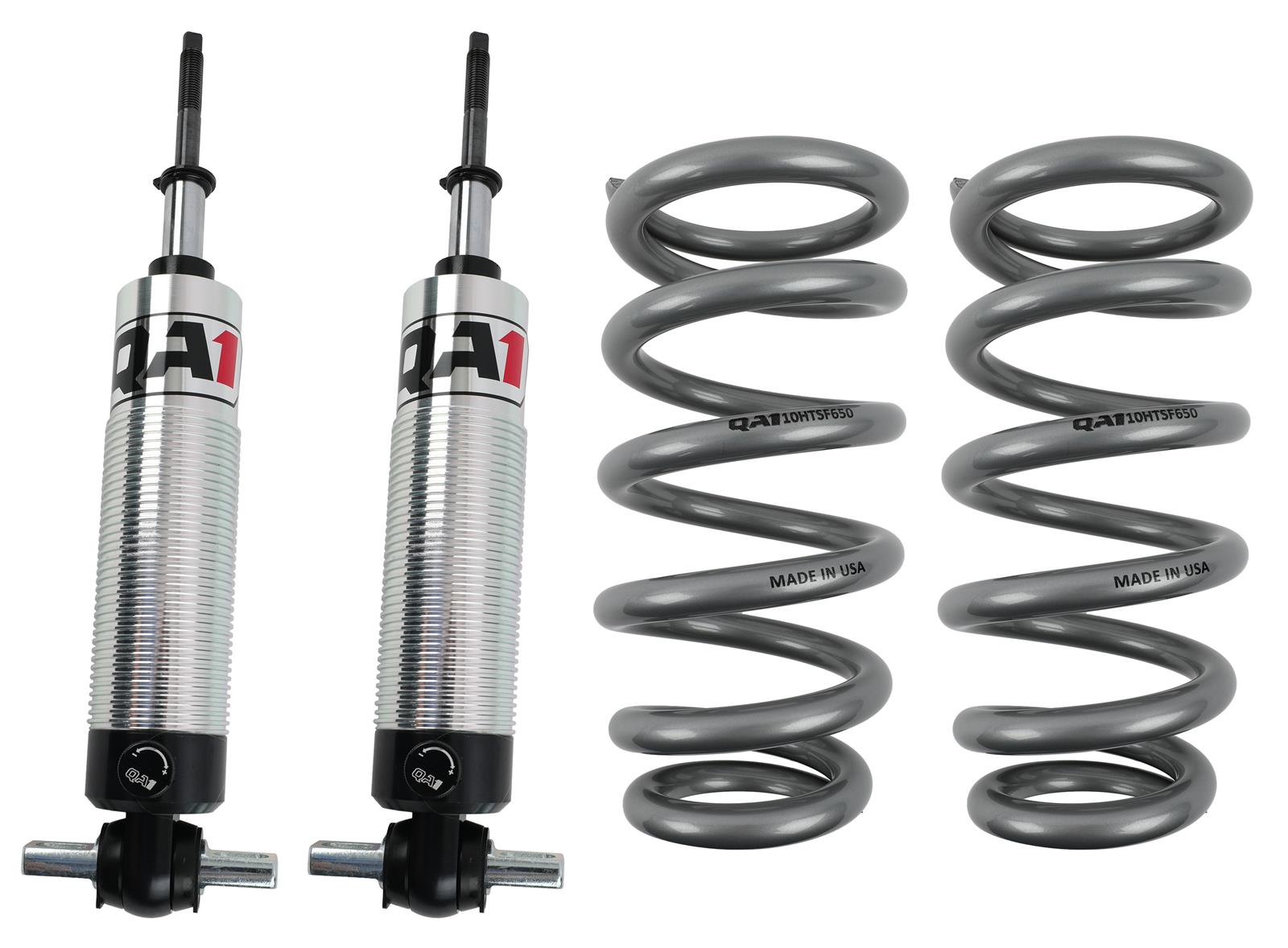 QA1 GM Pro Front Coil-Over System - Single Adj. - 10in x 650lbs/in - Flat - Aluminum