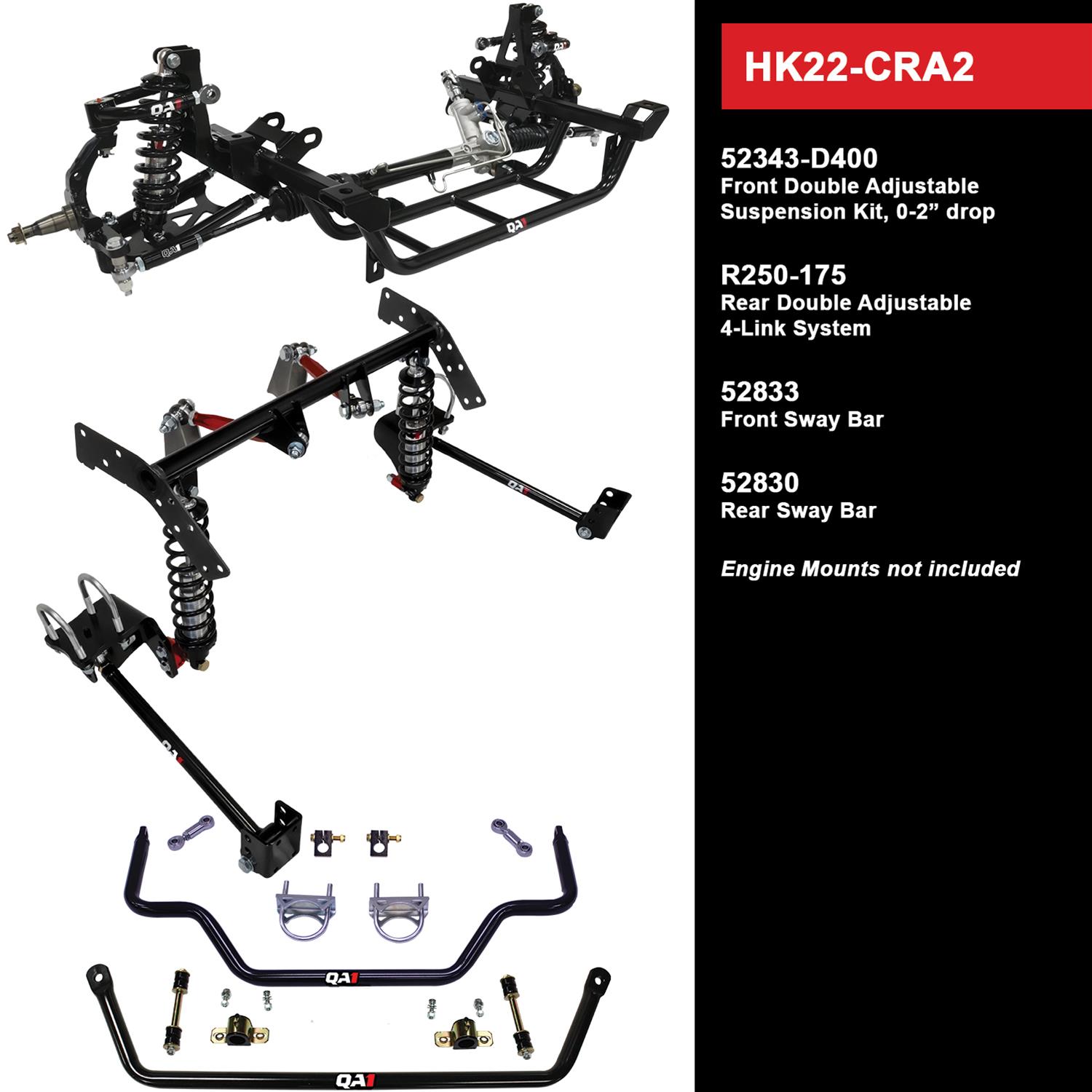 QA1 Level 2 Full Vehicle Handling Suspension Kits HK22-CRA2 Packages, Handling, Coil Springs, Shocks/Struts, Sway Bars, Control Arms, 0-2.000 in. Drop, Dodge, Plymouth, Kit thumbnail 2