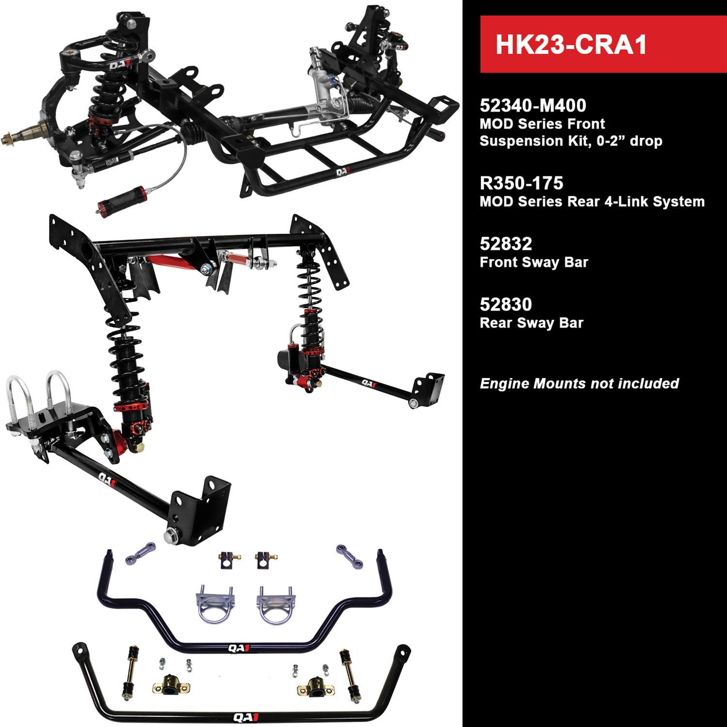 QA1 Level 3 Full Vehicle Handling Suspension Kits for 1964-1974 BARRACUDA, 1963-1966 DART, 1962-1966 VALIANT - HK23-CRA1 Packages, Handling, Coil Springs, Shocks/Struts, Sway Bars, Control Arms, 0-2.000 in. Drop, Dodge, Plymouth, Kit