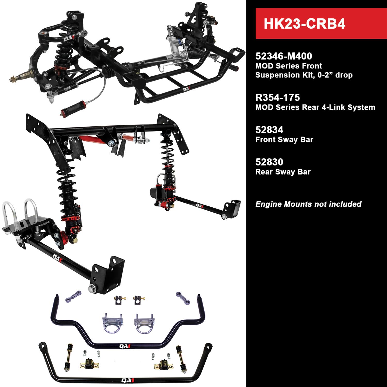 QA1 Level 3 Full Vehicle Handling Suspension Kits HK23-CRB4 Packages, Handling, Coil Springs, Shocks/Struts, Sway Bars, Control Arms, 0-2.000 in. Drop, Dodge, Plymouth, Kit