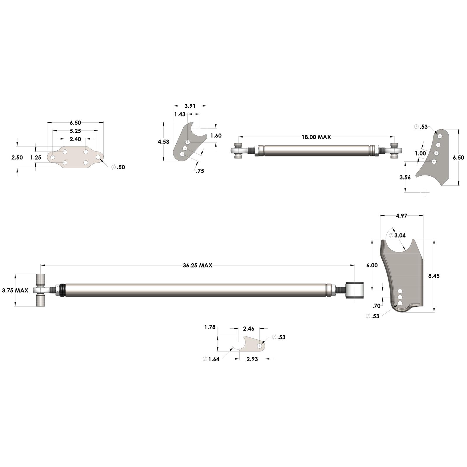 QA1 Suspension Link Kits R074-000 KIT, 4-LINK SYSTEM, TRIANGULATED thumbnail 2