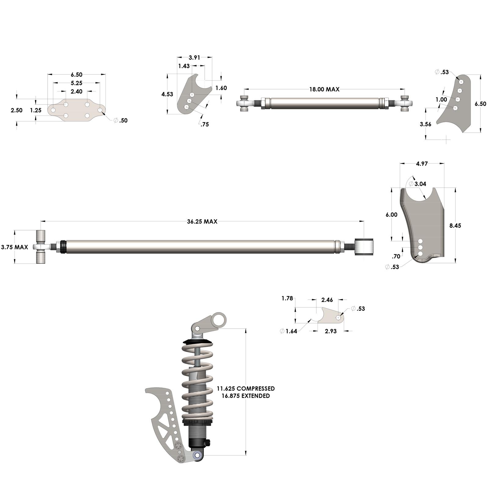 QA1 Suspension Link Kits R273-170 KIT, 4-LINK SYSTEM, TRIANGULATED thumbnail 3