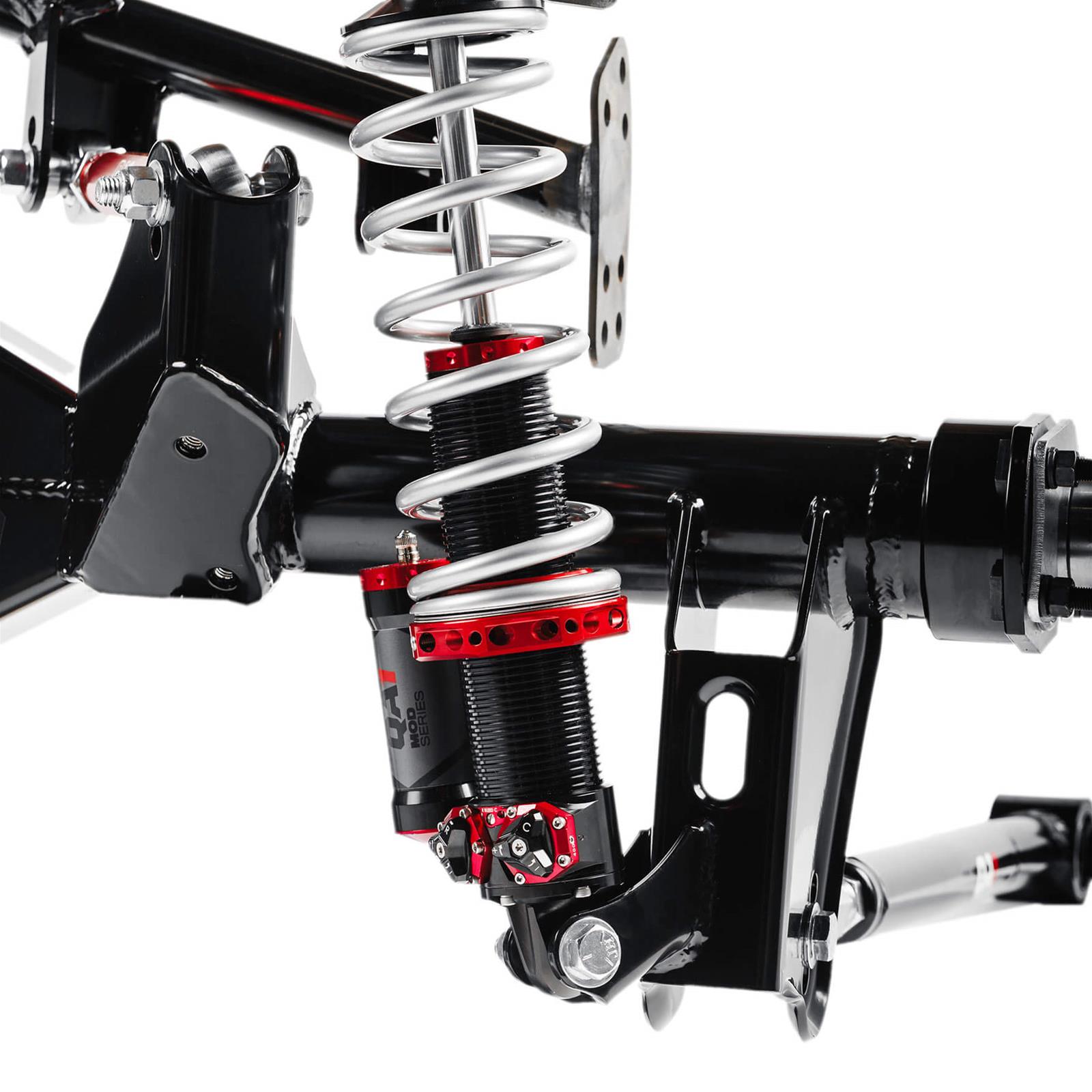 QA1 Four Link Conversion and Standard Ford 9 in. Axle Kits for 1970-1981 CAMARO, FIREBIRD - R357-170S Rear Suspension, 4 Conversion, Triangulated, Mod Series Shocks, 170 lbs/in, Springs, Black, in, Axle, Chevrolet, Pontiac, Kit