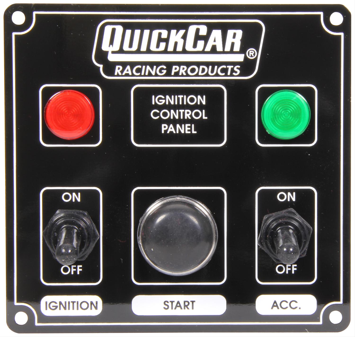 QuickCar Ignition Control Panels 50-822 ICP - Switch, Acc. Switch, Start Button, & 2 Pilot Lights Black
