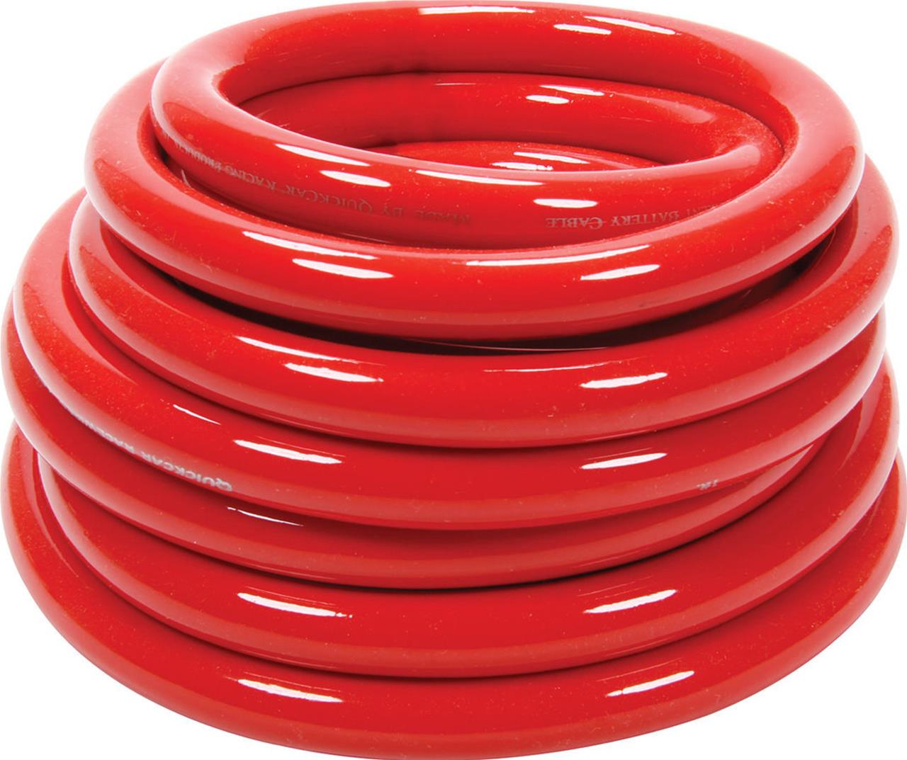 QuickCar Racewire 57-1521 Battery Cables, 2-gauge, Bare Wire Ends, Red PVC Jacket, 15 ft. Length, Each
