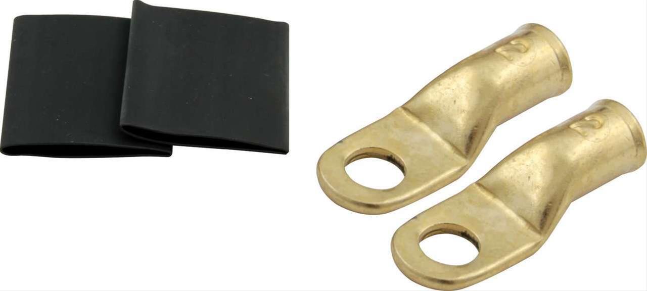QuickCar Crimp-Solder Power Rings 57-540 Battery Terminals, 5/16 in. Copper Ring Lug, 2 AWG, with Heat Shrink Tubing, Pair thumbnail 2