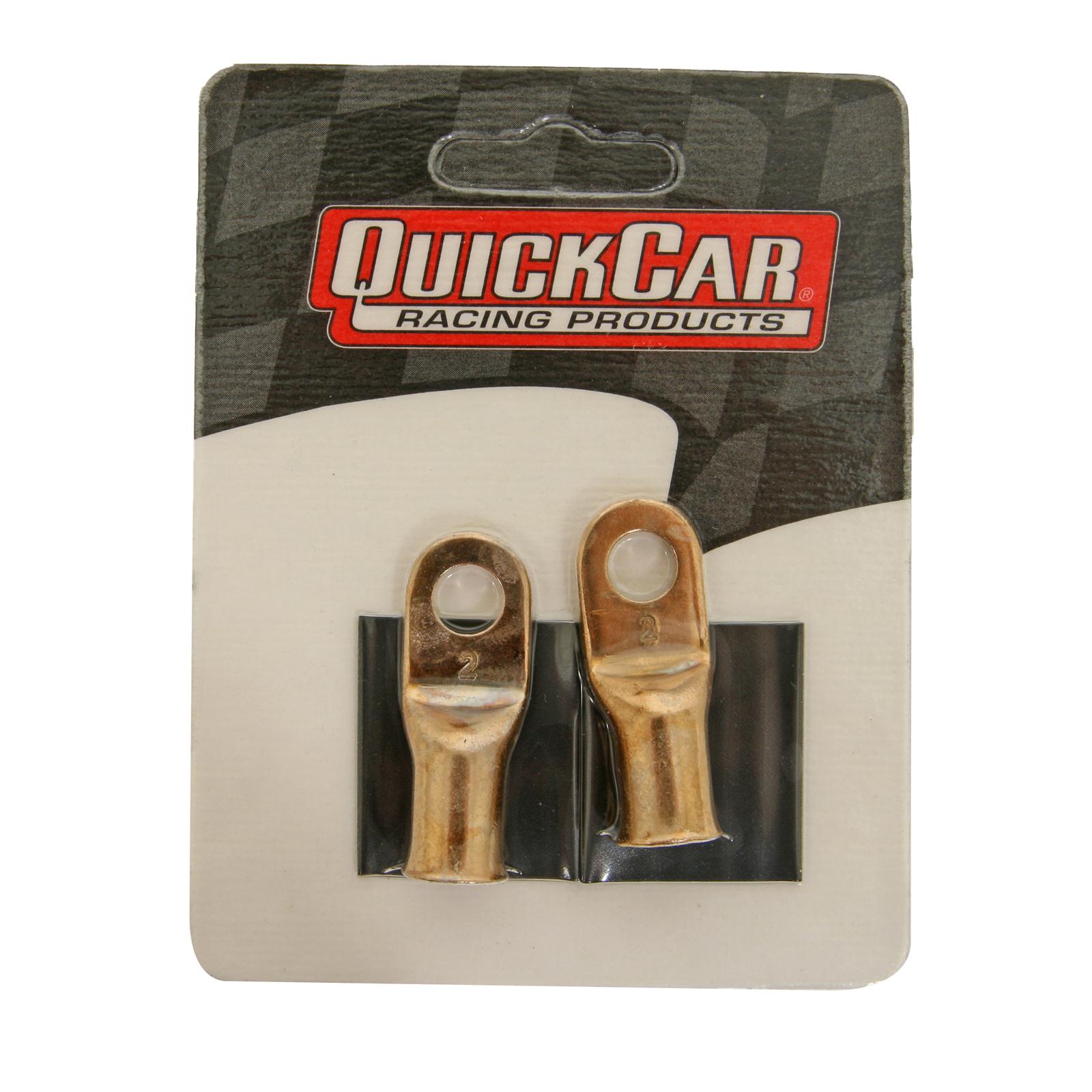 QuickCar Crimp-Solder Power Rings 57-540 Battery Terminals, 5/16 in. Copper Ring Lug, 2 AWG, with Heat Shrink Tubing, Pair