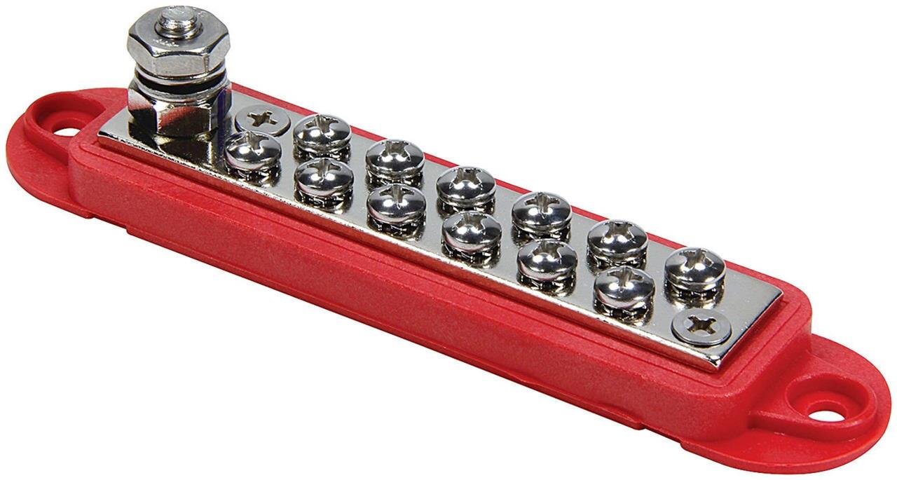 QuickCar Busbars 57-8012 Bus Bar, 12 Point, Red, Plastic, 15 Amps Per Post, Each