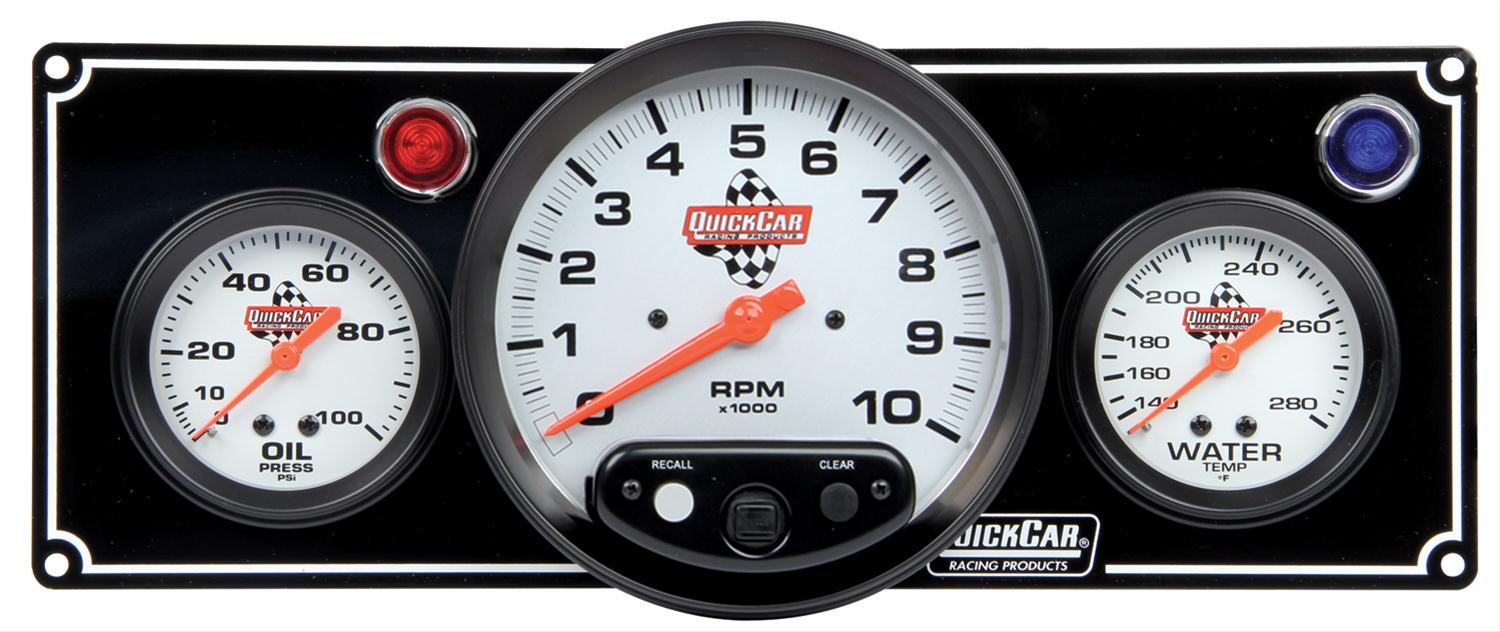 QuickCar Standard Gauge Panels 61-6731 Panel, Quick Car, 5 in.Tachometer, 2 5/8 in. Oil Pressure, 2 5/8 in Water Temperature, Analog, Kit