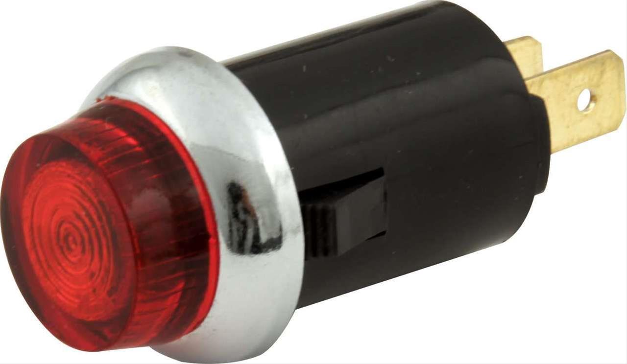 QuickCar Gauge Panel Warning Lights 61-701 Light, Standard, 3/4 in. Diameter, Red Lens, Chrome Bezel, Black Plastic Housing, Stud Terminals, for Mechanical Sending Units, Each thumbnail 2
