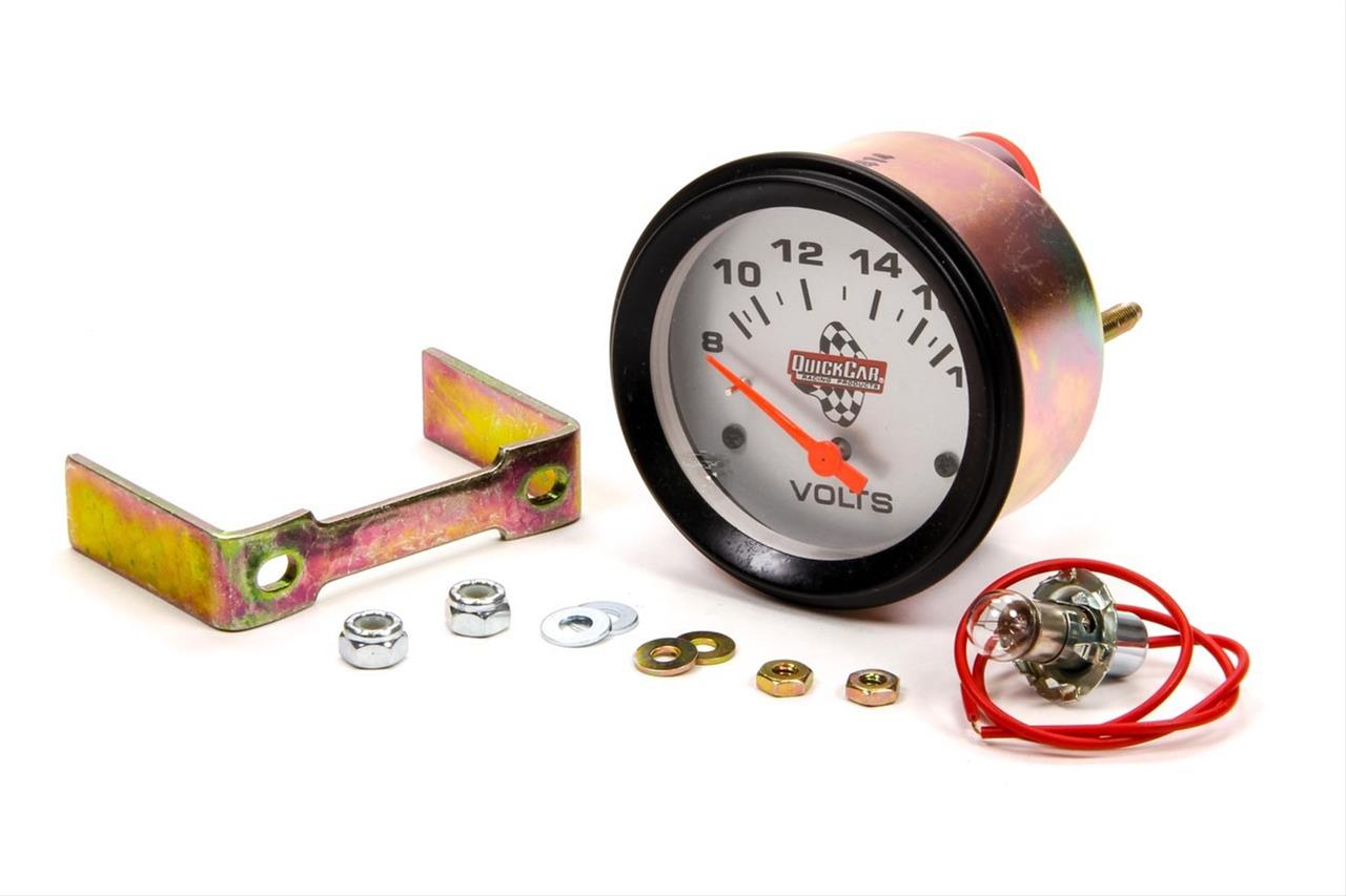 QuickCar Standard Gauges 611-6007 Gauge, Voltmeter, 8-18V, 2 5/8 in. Diameter, Silver Face, Analog, Electric, Each thumbnail 2