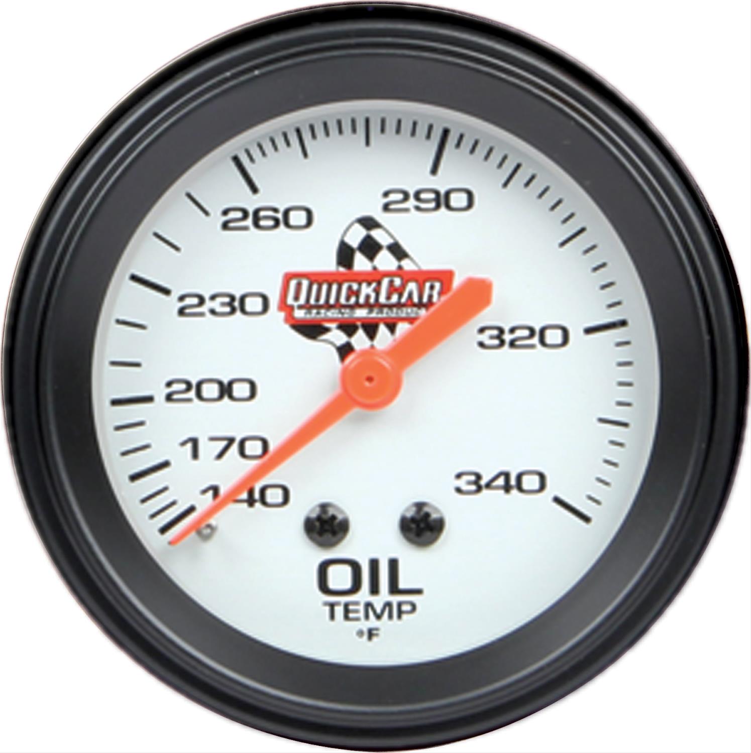 QuickCar Standard Gauges 611-6009 Gauge, Oil Temperature, 140-280 Degrees F, 2 5/8 in., White Face, Analog, Mechanical, Each