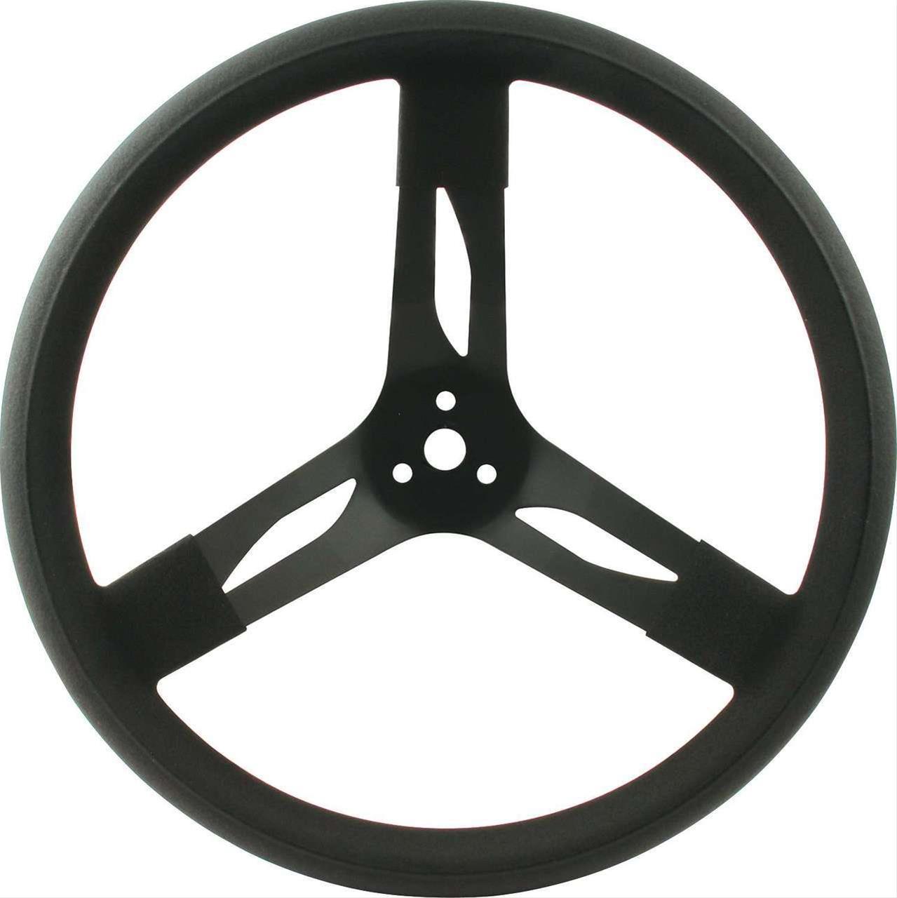 QuickCar Steering Wheels 68-003 Steel Wheel, Black, Black Rubber Grip, 15 in. Diameter, 3 in. Dish, 3-Bolt Mount, Each
