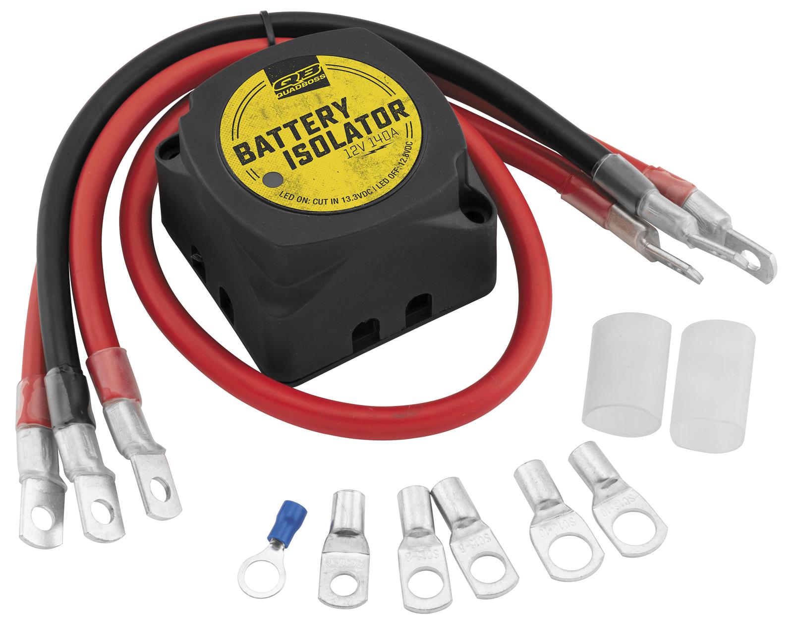 Quadboss Battery Isolator with Wiring Kits 608822 Dual Isolator, 12 Volts, 140 Amp, Kit