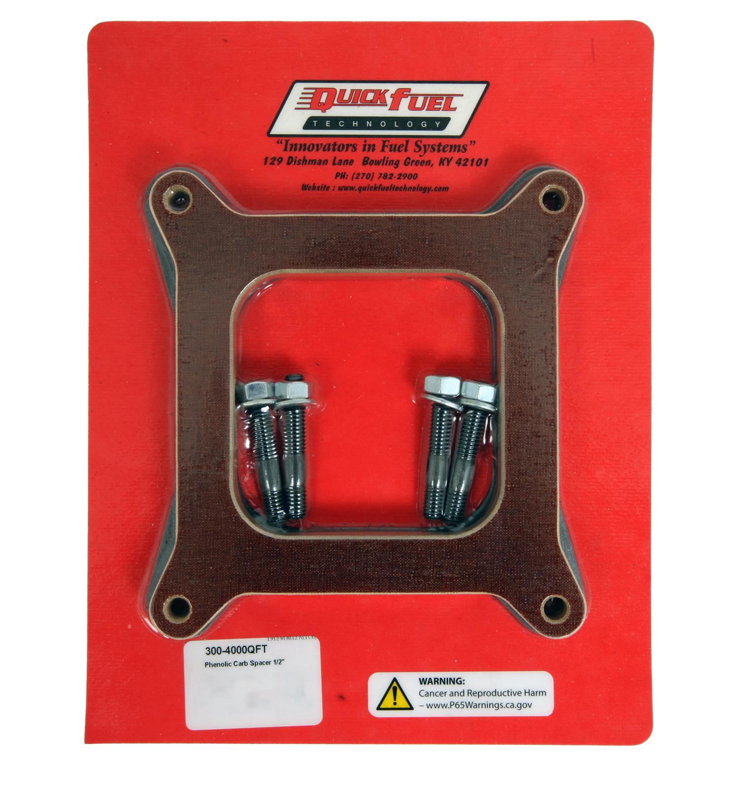 Quick Fuel Phenolic 0.5 Inch Carburetor Spacer 300-4000QFT 1/2" Open w/studs thumbnail 3
