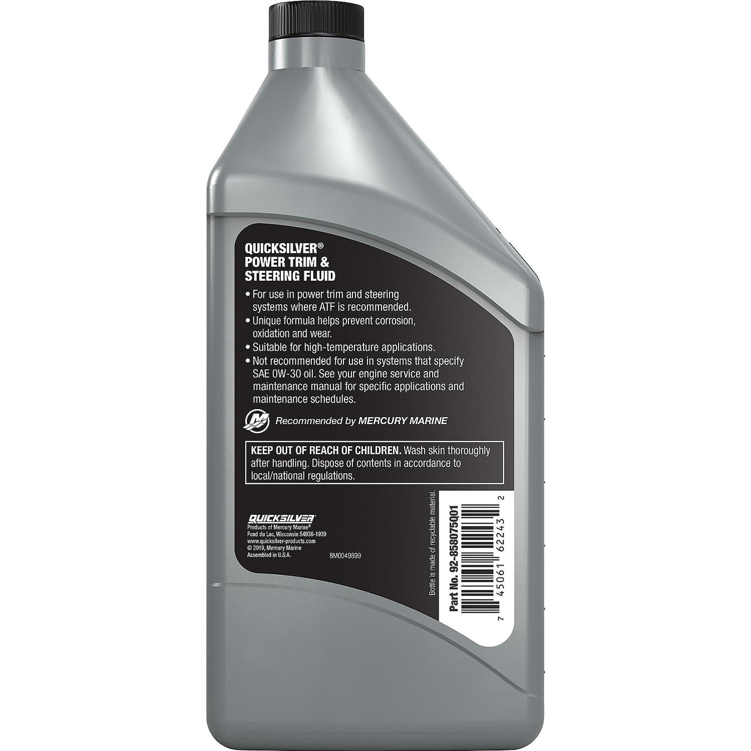 こうさん専用 TRUE QUICKSILVER Quicksilver 858075Q01 Quicksilver Power Steering and Trim Fluid