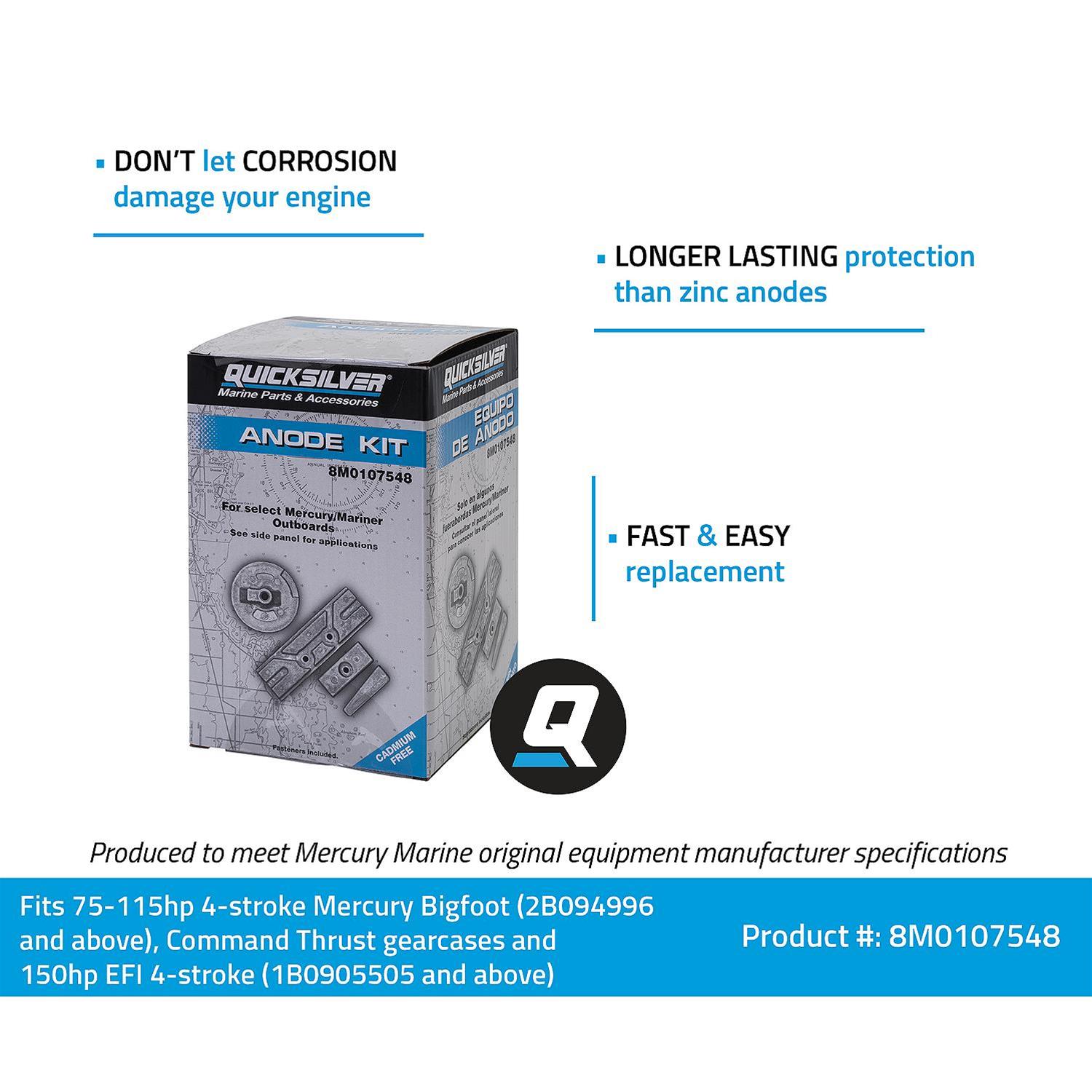Quicksilver 8M0107548 Quicksilver Marine Anode Kits | Summit Racing