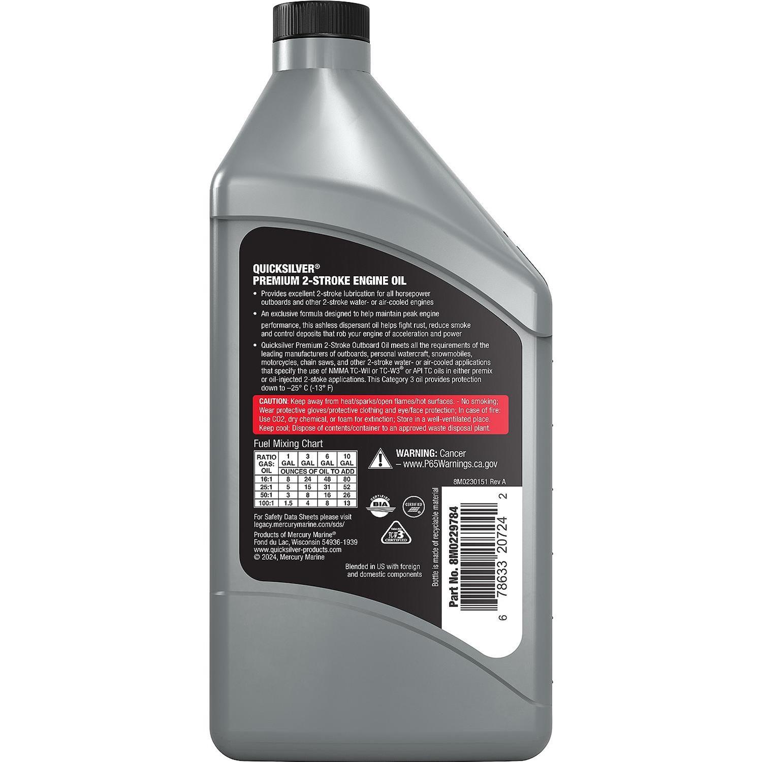 Quicksilver 8M0229784 Quicksilver Premium 2-Stroke Engine Oil