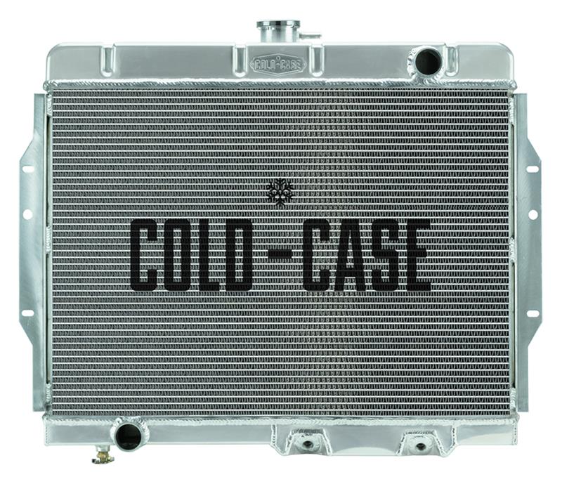 Cold Case Performance Aluminum Radiators for 1968-1970 AMX, 1968-1974 JAVELIN - AMC100A Radiator, Performance, Aluminum, Polished, Downflow, 2 Row, Transmission Cooler, AMC, Javelin, Each