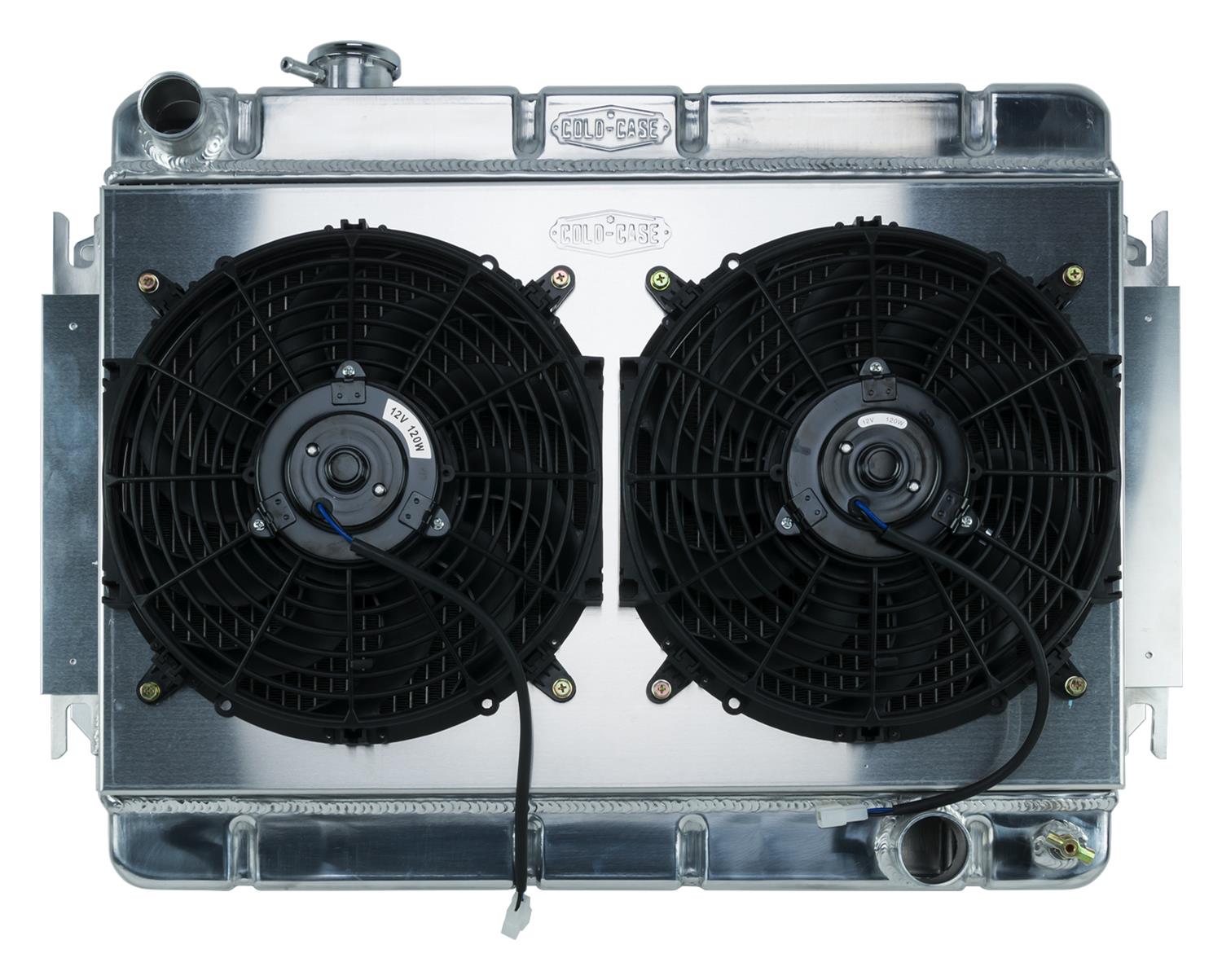 Cold Case Performance Aluminum Radiator Modules for 1966-1967 CHEVELLE, EL CAMINO - CHE542K Radiator, Performance, Module, Aluminum, Polished, Downflow, 2 Row, Dual 12 in. Fans, Chevy, Kit