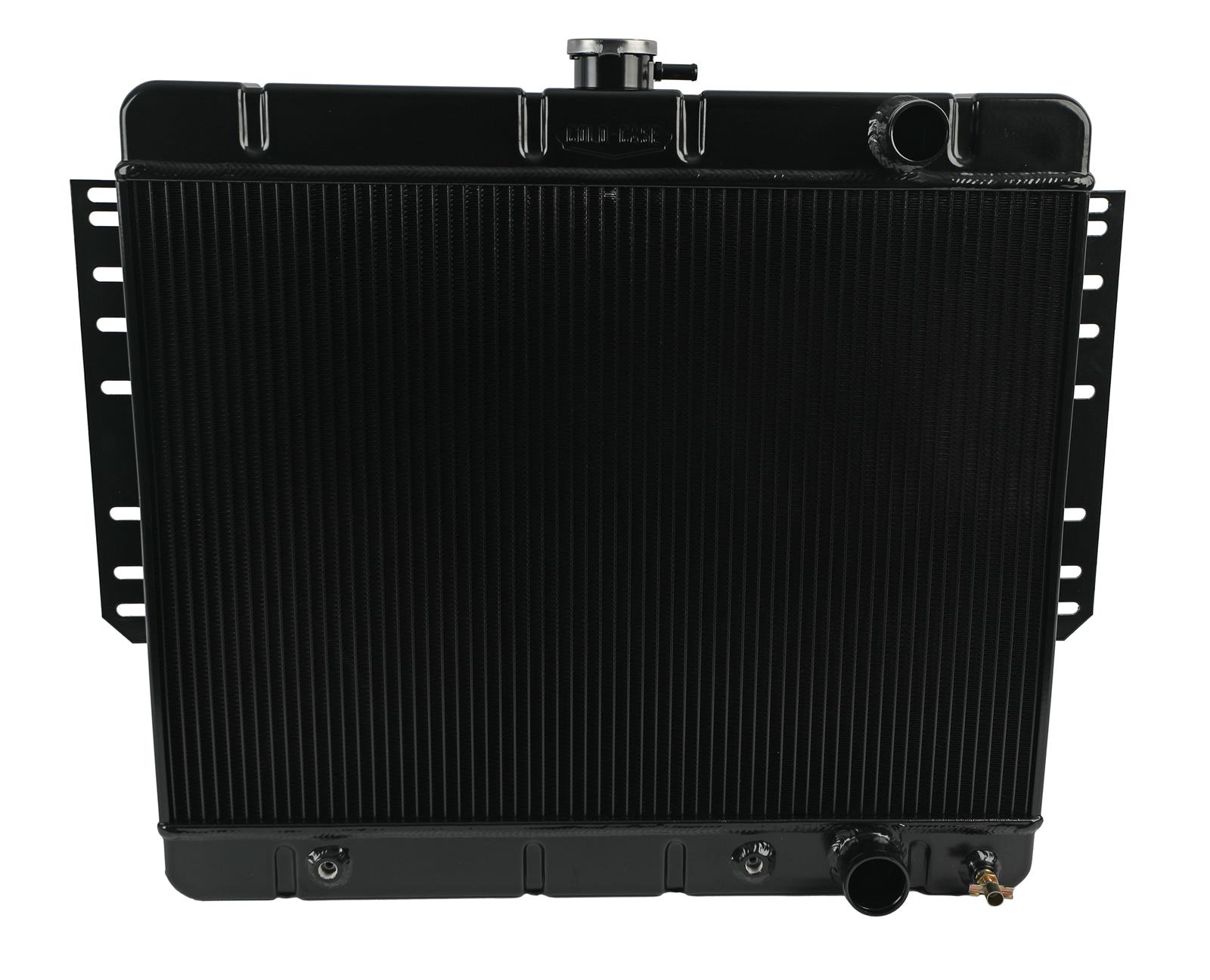 Cold Case Night Rider Series Performance Aluminum Radiators for 1961-1965 IMPALA - CHI565AB Radiator, Performance, Aluminum, Black, Downflow, 2-Row, Transmission Cooler, Chevy, Impala, Each