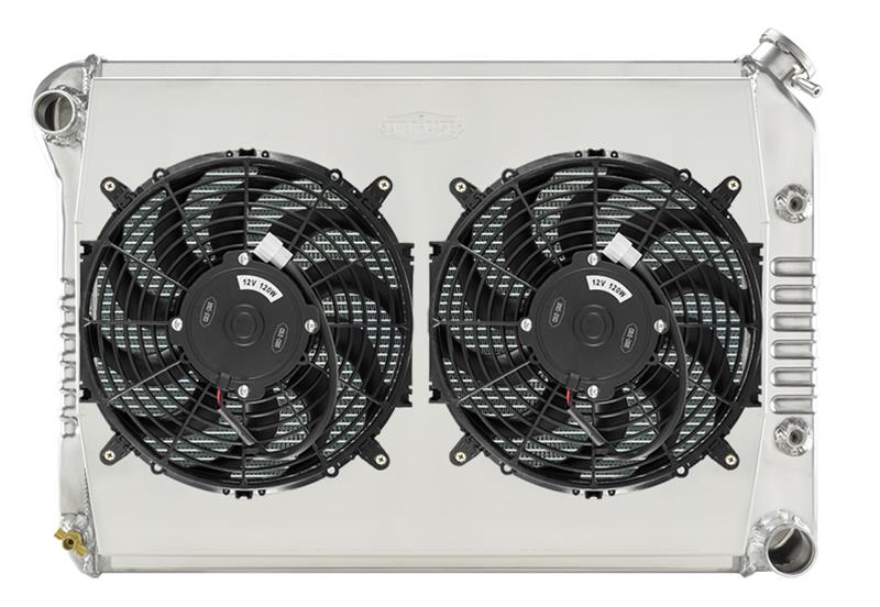 Cold Case Performance Aluminum Radiators for 1968 CHEVY II, 1969-1979 NOVA - CHN548ASK Radiator, Performance, Crossflow, Aluminum, Polished, 2-row, Transmission Cooler, Dual Fan, Shroud, Chevrolet, Kit