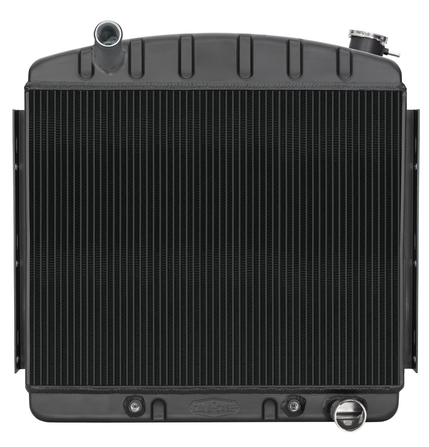 Cold Case Night Rider Series Performance Aluminum Radiators CHT563A-7B Radiator, Performance, Aluminum, Black, Downflow, 2 Row, Transmission Cooler, Chevy, 1957, L6, Each thumbnail 2