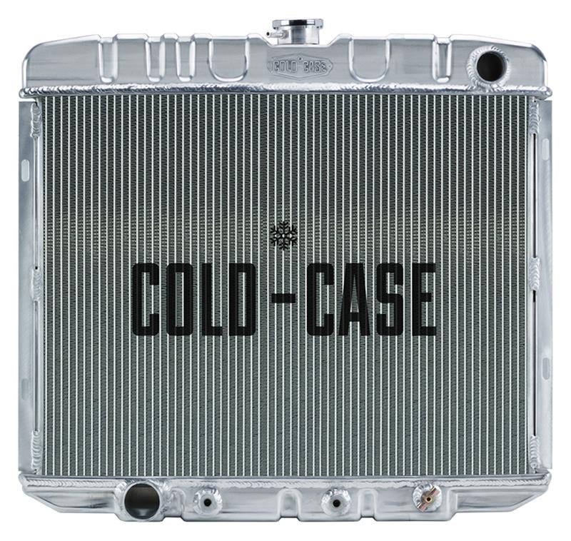 Cold Case Performance Aluminum Radiators for 1966-1967 FAIRLANE - FOF585A Radiator, Performance, Aluminum, Polished, Downflow, 2 Row, Transmission Cooler, Ford, Fairlane, Each