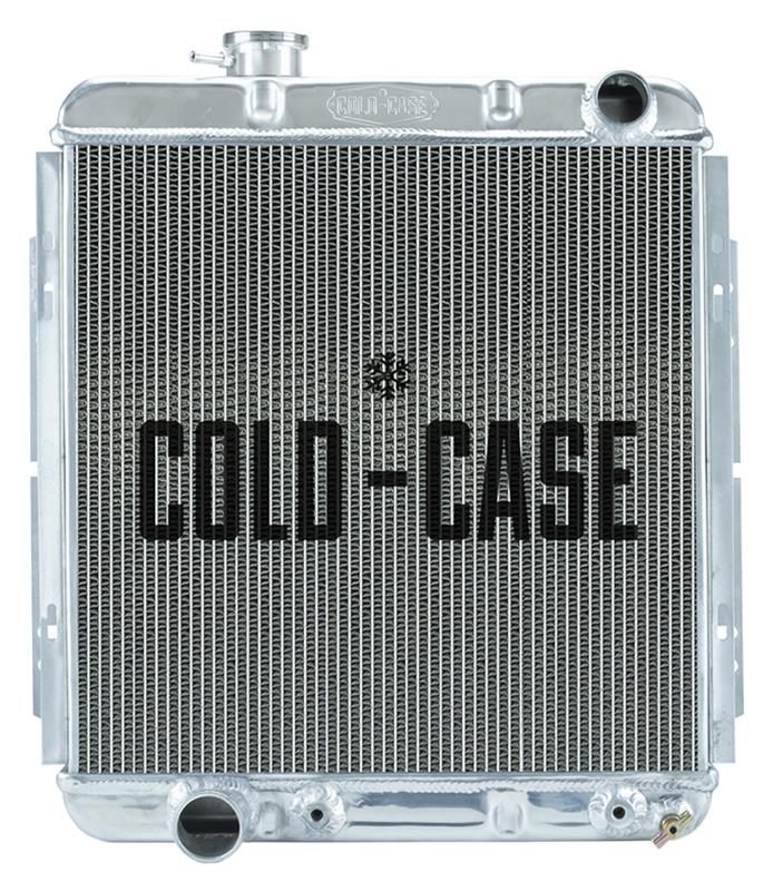 Cold Case Performance Aluminum Radiators for 1962-1965 COMET, 1963-1965 FALCON, 1964-1966 MUSTANG - FOM564A-5 Radiator, Performance, Aluminum, Polished, Downflow, 2 Row, Transmission Cooler, Engine Swap, Ford, Mercury, 5.0L, Each