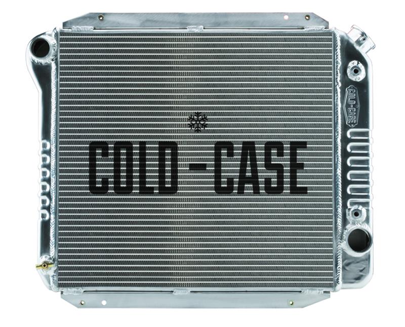 Cold Case Performance Aluminum Radiators for 1966-1977 BRONCO - FOT574A Radiator, Performance, Aluminum, Polished, Downflow, 2 Row, Transmission Cooler, Ford, Each
