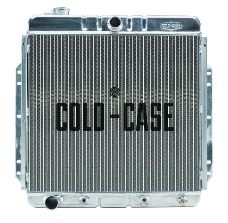 Cold Case Performance Aluminum Radiators for 1953-1956 F-100 - FOT576A Radiator, Performance, Aluminum, Polished, Downflow, 2 Row, Transmission Cooler, Ford, F-100, Each