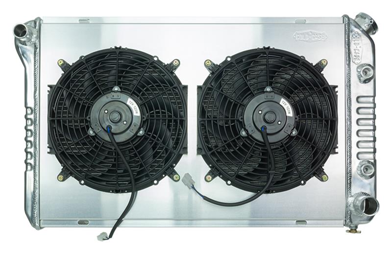 Cold Case Performance Aluminum Radiator Modules for 1984-1987 REGAL - GMB57AK Radiator, Performance, Module, Aluminum, Polished, Crossflow, 2 Row, Transmission Cooler, Dual 12 in. Fans, Buick, Kit