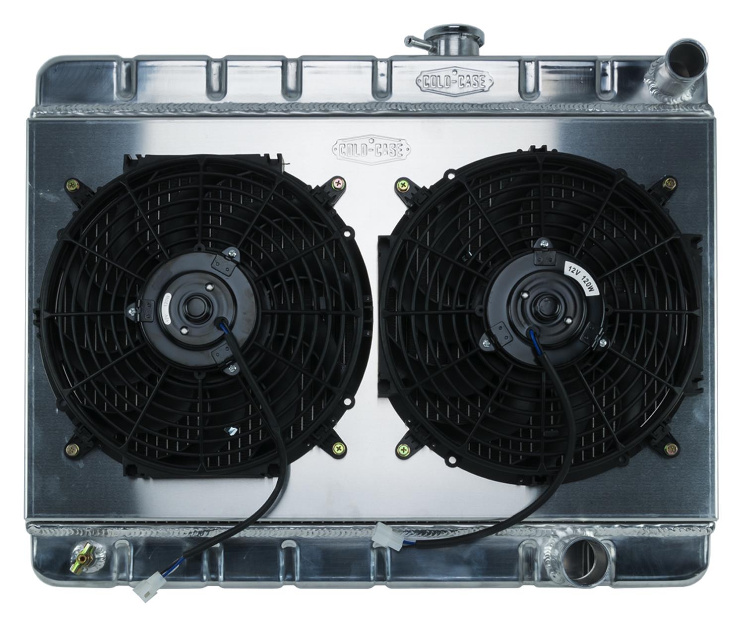 Cold Case Performance Aluminum Radiator Modules for 1964-1965 GTO - GPG19K Radiator, Performance, Module, Aluminum, Polished, Downflow, 2 Row, Dual 12 in. Fans, Pontiac, Kit