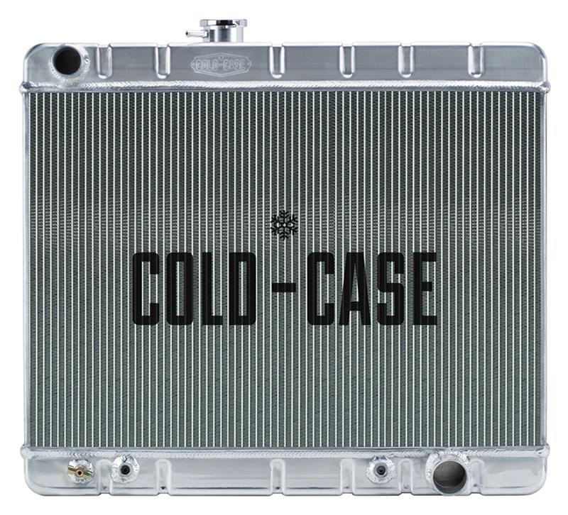 Cold Case Performance Aluminum Radiators for 1966-1967 GTO, LEMANS, TEMPEST - GPG34A Radiator, Performance, Aluminum, Polished, Downflow, 2 Row, Transmission Cooler, Pontiac, Each