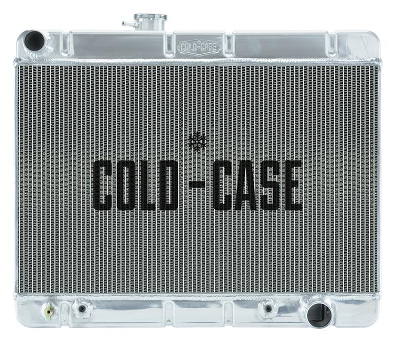 Cold Case Performance Aluminum Radiators for 1964-1967 GTO, LEMANS, TEMPEST - GPG34AS Radiator, Performance, Aluminum, Polished, Downflow, 2 Row, Transmission Cooler, Heavy Duty, Pontiac, Each