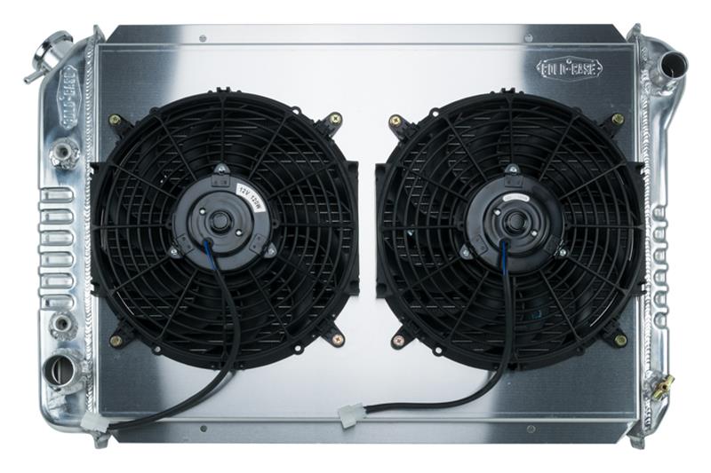 Cold Case Performance Aluminum Radiator Modules for 1987-1993 MUSTANG - LMM570AK Radiator, Performance, Module, Aluminum, Polished, Crossflow, 2 Row, Transmission Cooler, Dual 12 in. Fans, Ford, Kit