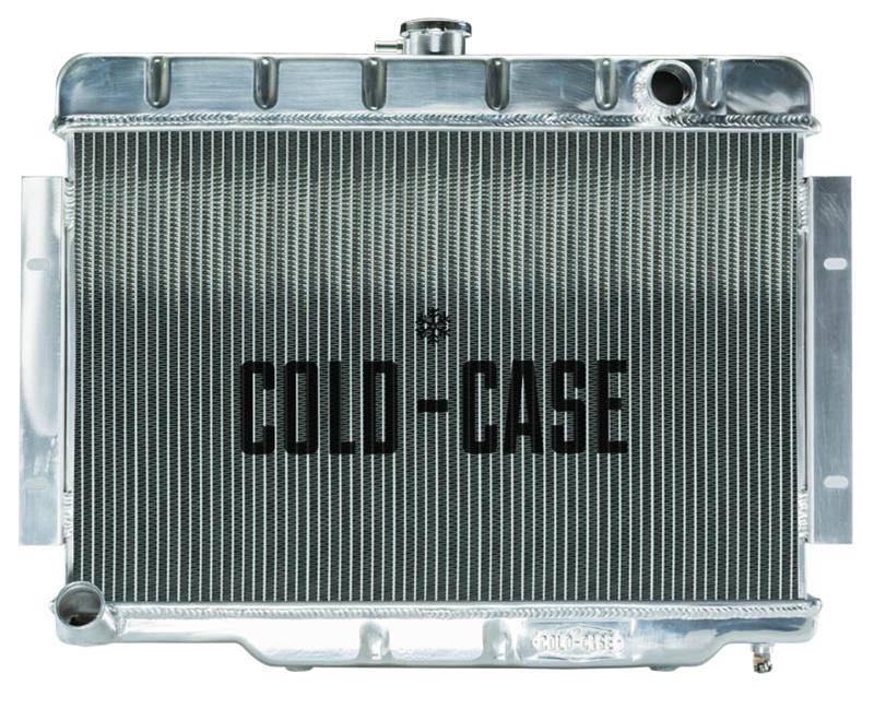 Cold Case Performance Aluminum Radiators for 1970-1983 CJ5, 1976-1985 CJ7, 1981-1985 SCRAMBLER - MOJ990A Radiator, Performance, Aluminum, Polished, Downflow, 2 Row, Transmission Cooler, Jeep, CJ, Each