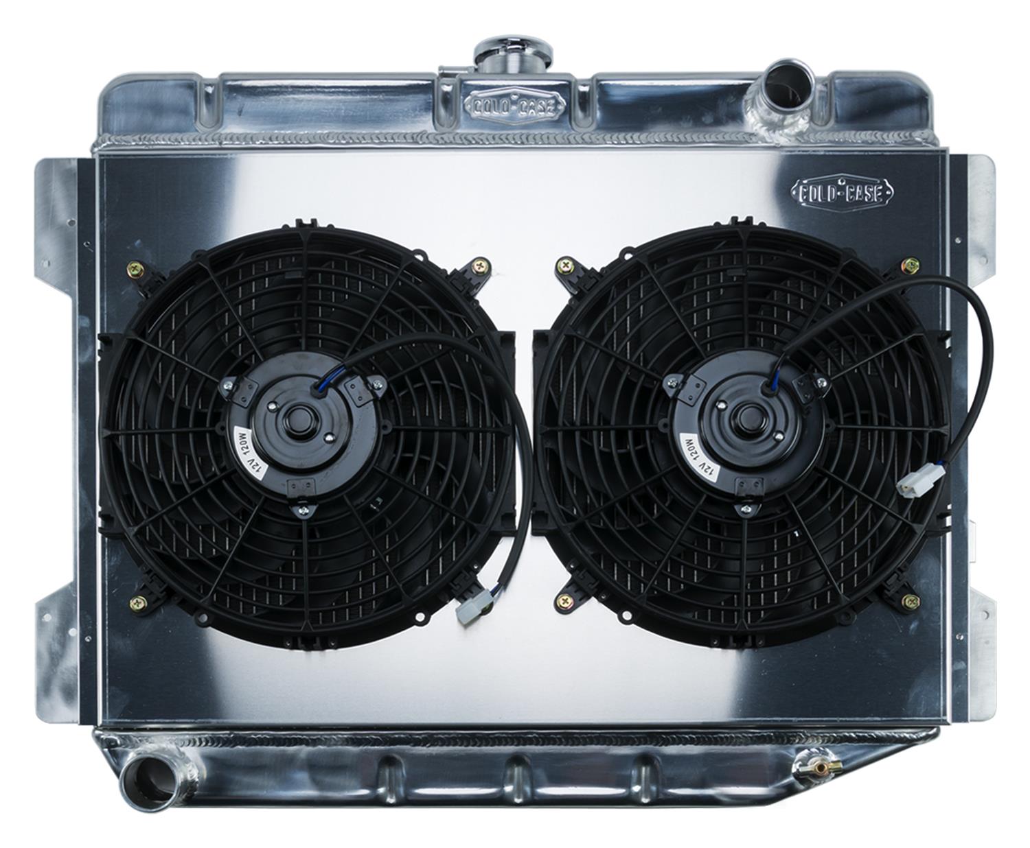 Cold Case Performance Aluminum Radiator Modules MOP754K Radiator, Performance, Module, Aluminum, Polished, Downflow, 2 Row, Dual 12 in. Fans, Dodge, Plymouth, Kit
