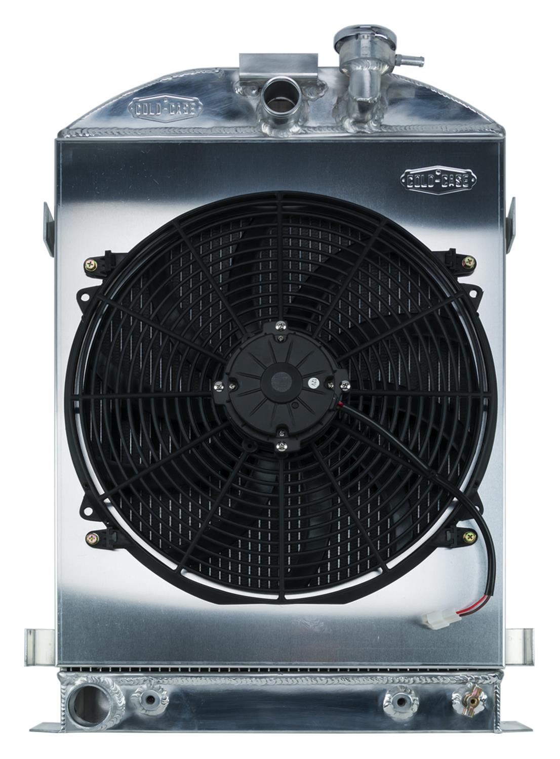 Cold Case Performance Aluminum Radiator Modules STF905A-1K Radiator, Performance, Module, Aluminum, Polished, Downflow, 2 Row, Transmission Cooler, Single 16 in. Fan, Ford, Kit